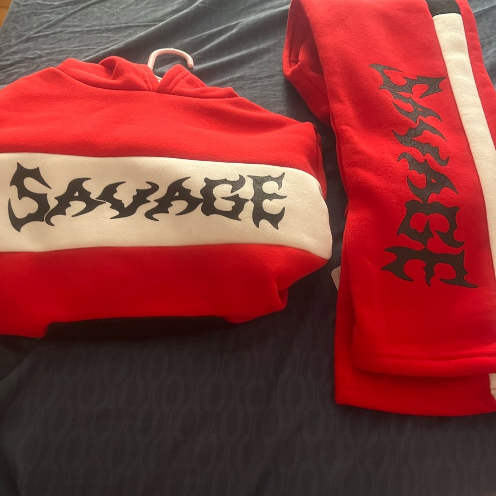 Fashion Nova Kids Red and White Matching Set